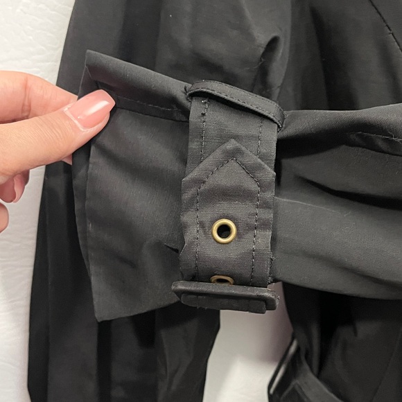 Madden Girl Black Trench Coat with Brown Buttons Medium - Picture 8 of 13